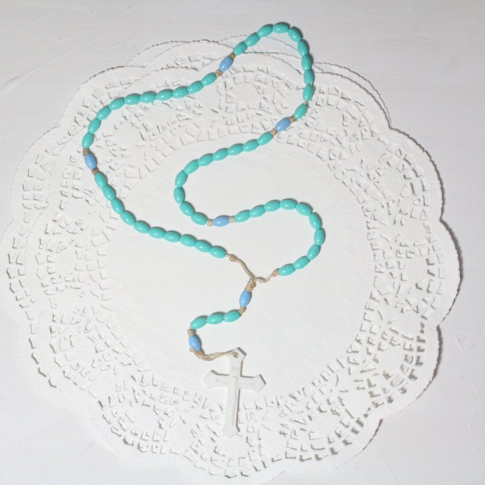 Daily 17" Teal Blue Religious Unisex Catholic Rosary Prayer Beads